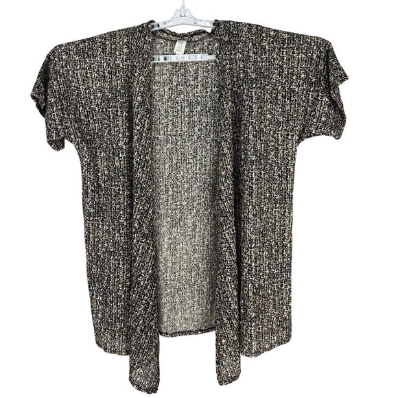 Jones New York Womens Open Front Cardigan Black White Knit Short Sleeve 1X - Picture 1 of 4